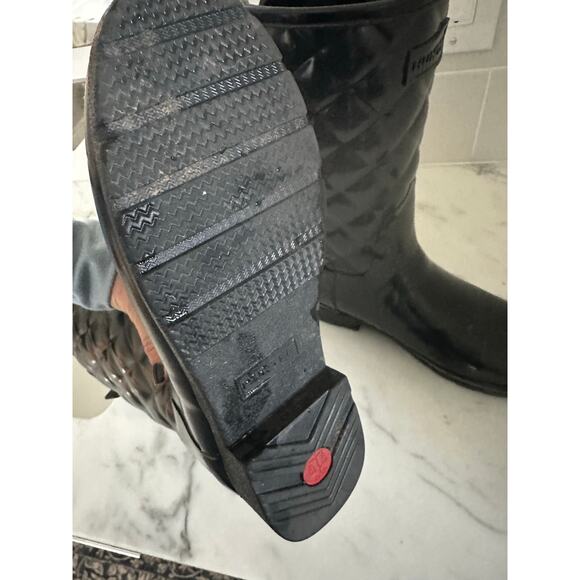 HUNTER REFINED GLOSS QUILTED WATERPROOF BOOTS/DARK SLATE - Picture 4 of 10